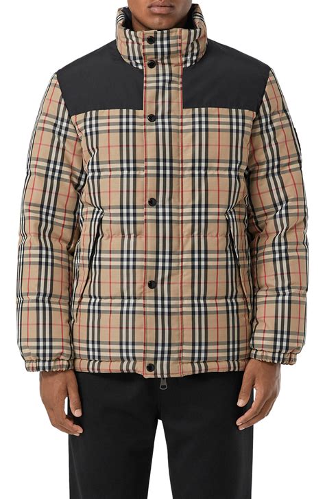 burberry goose down puffer coat|Reversible Check Puffer Jacket in Grain .